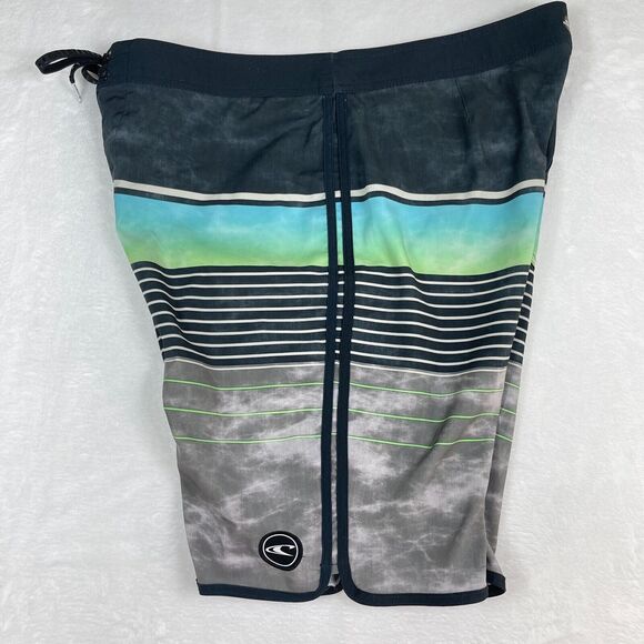 O'neill Board Shorts Mens 36 Swim Trunk Surf Beach Blue Gray Lightweight - Picture 9 of 14